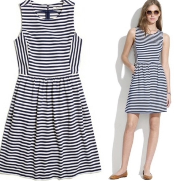 Madewell women's xs striped afternoon crew dress with pockets!! - Picture 2 of 11